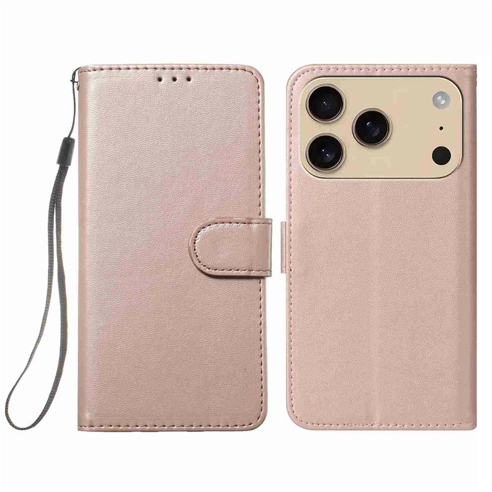For iPhone 17 Pro Max Case PU Leather Flip Phone Cover Wallet Card Slot Holder - Rose Gold