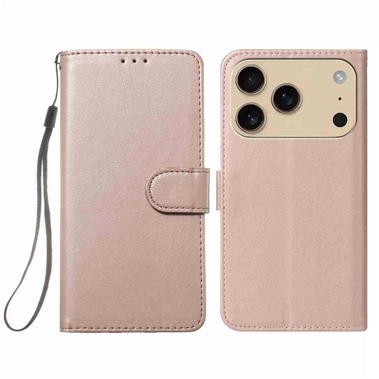 For iPhone 17 Pro Max Case PU Leather Flip Phone Cover Wallet Card Slot Holder - Rose Gold