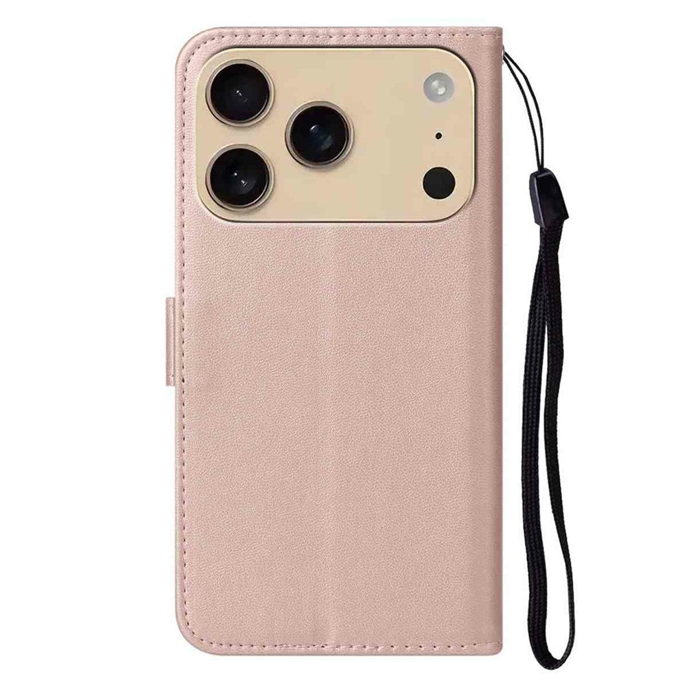 For iPhone 17 Pro Max Case PU Leather Flip Phone Cover Wallet Card Slot Holder - Rose Gold