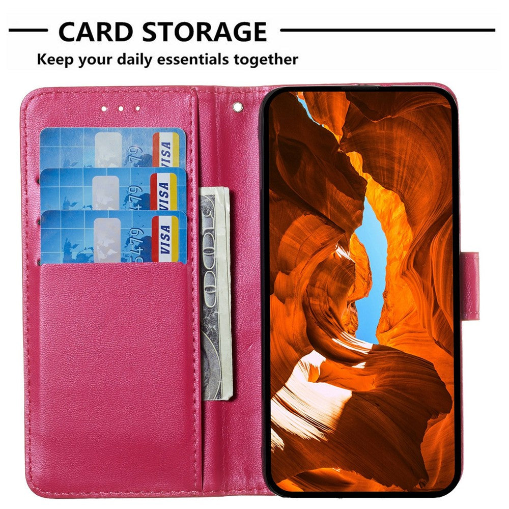 For iPhone 17 Pro Max Case PU Leather Flip Phone Cover Wallet Card Slot Holder - Rose