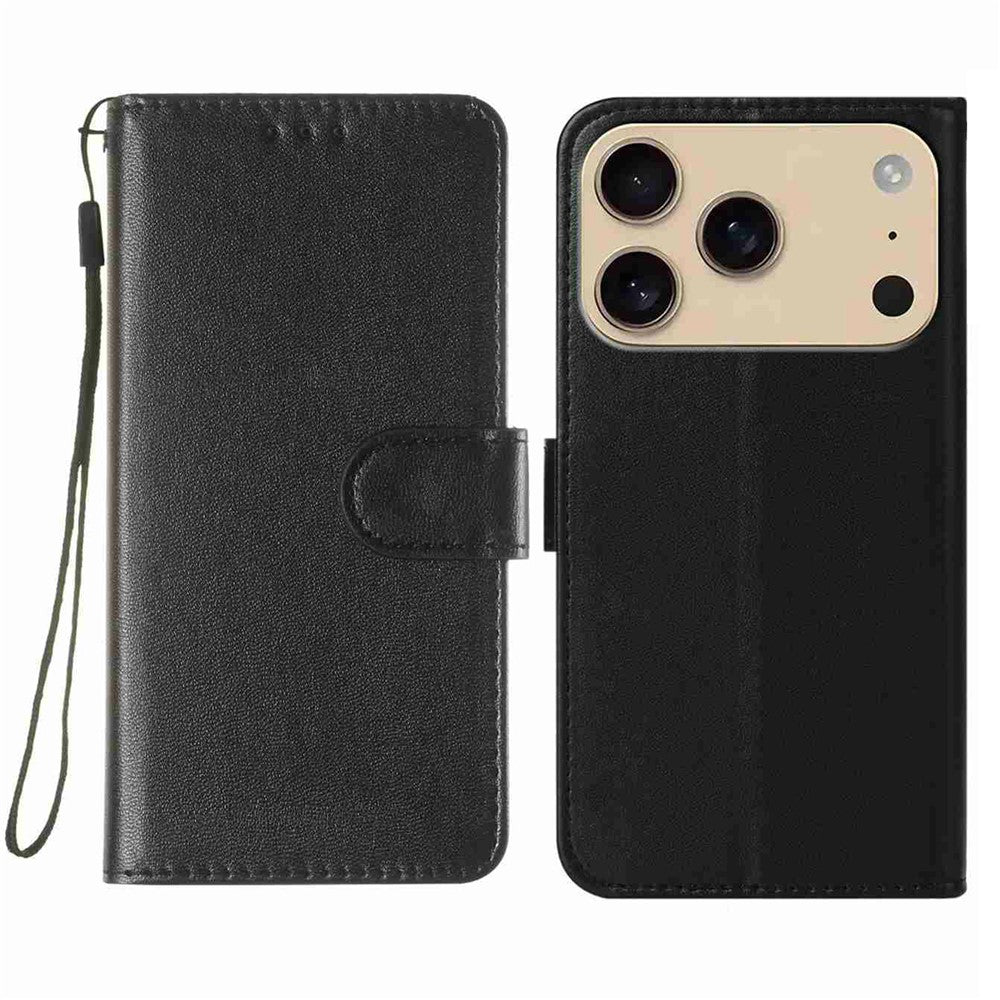 For iPhone 17 Pro Max Case PU Leather Flip Phone Cover Wallet Card Slot Holder - Black