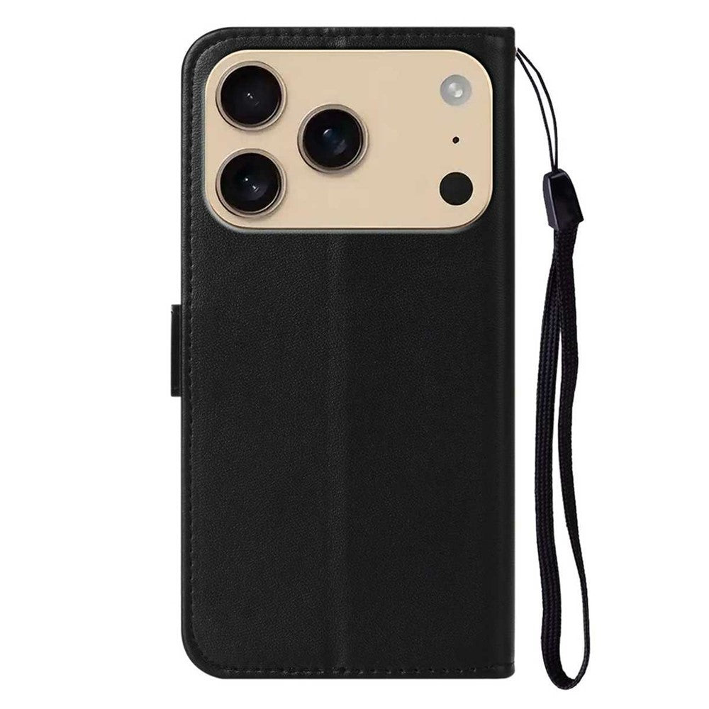 For iPhone 17 Pro Max Case PU Leather Flip Phone Cover Wallet Card Slot Holder - Black