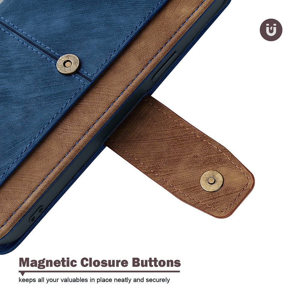 For Samsung Galaxy F06 5G Case RFID Blocking Color Splicing PU Leather Wallet Phone Cover - Blue