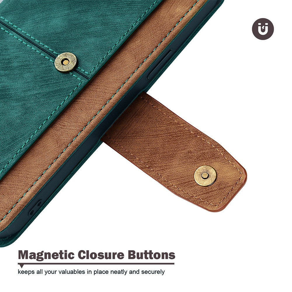 For Samsung Galaxy F06 5G Case RFID Blocking Color Splicing PU Leather Wallet Phone Cover - Green