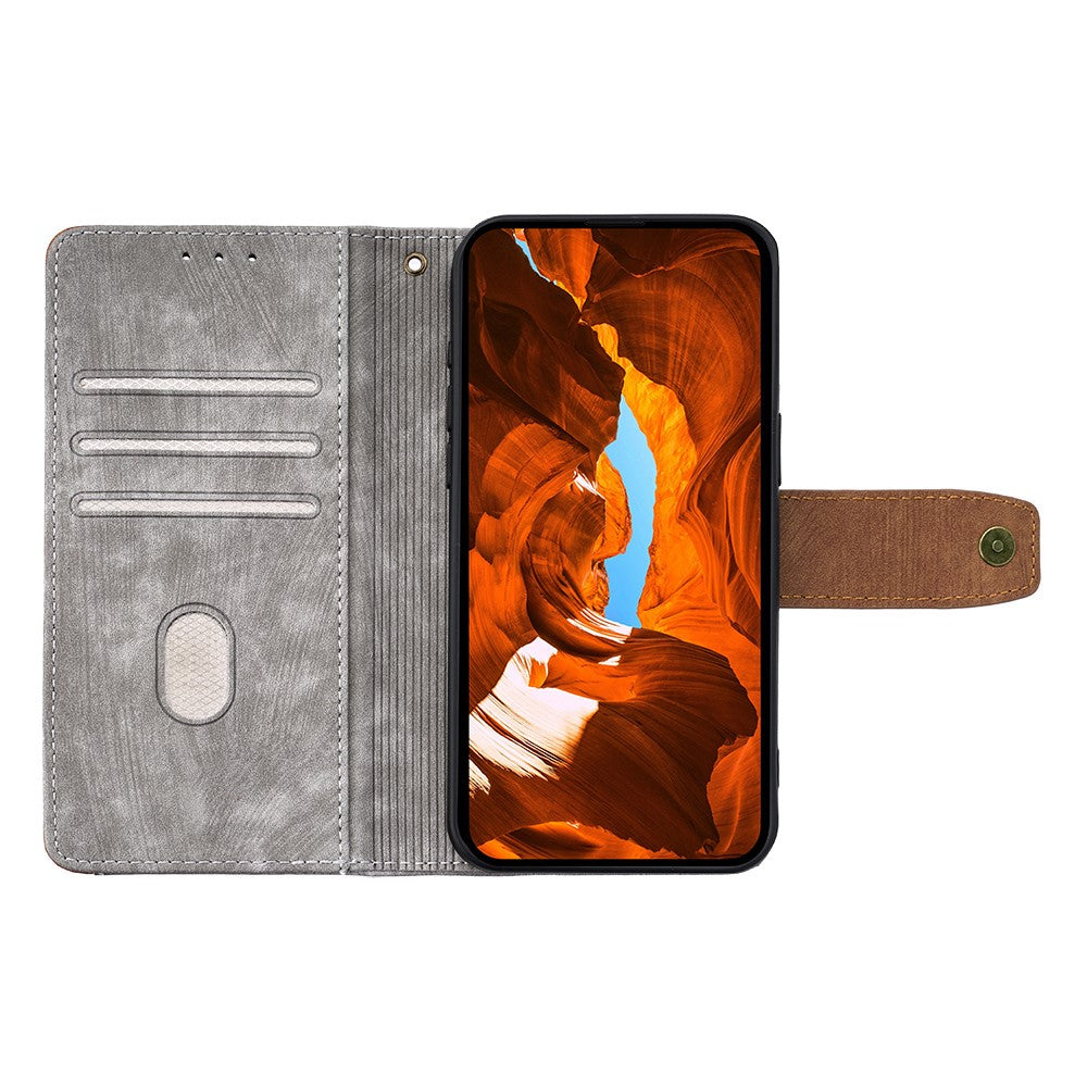For Samsung Galaxy F06 5G Case RFID Blocking Color Splicing PU Leather Wallet Phone Cover - Grey