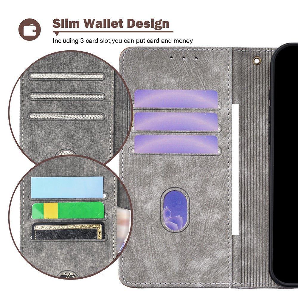 For Samsung Galaxy F06 5G Case RFID Blocking Color Splicing PU Leather Wallet Phone Cover - Grey