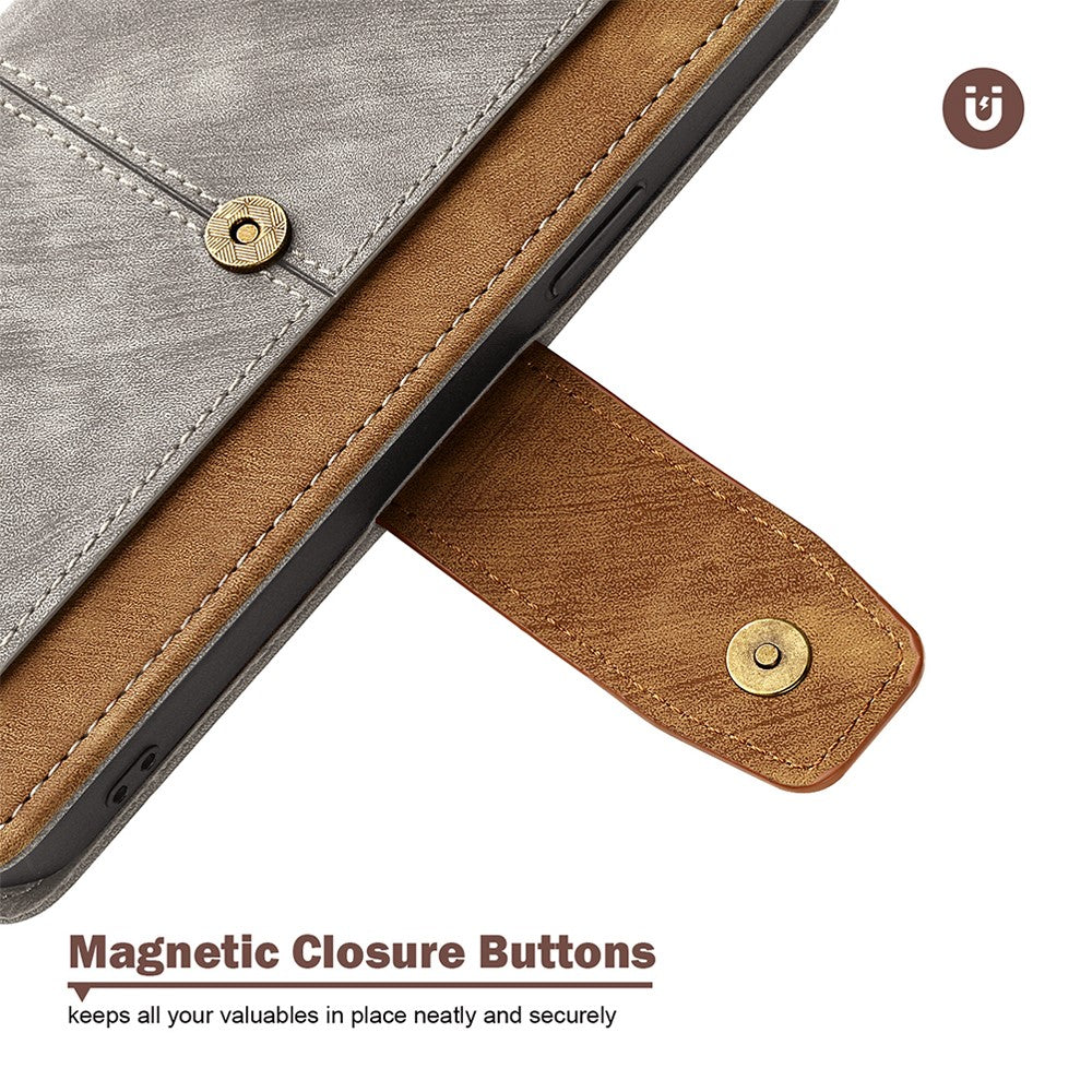 For Samsung Galaxy F06 5G Case RFID Blocking Color Splicing PU Leather Wallet Phone Cover - Grey