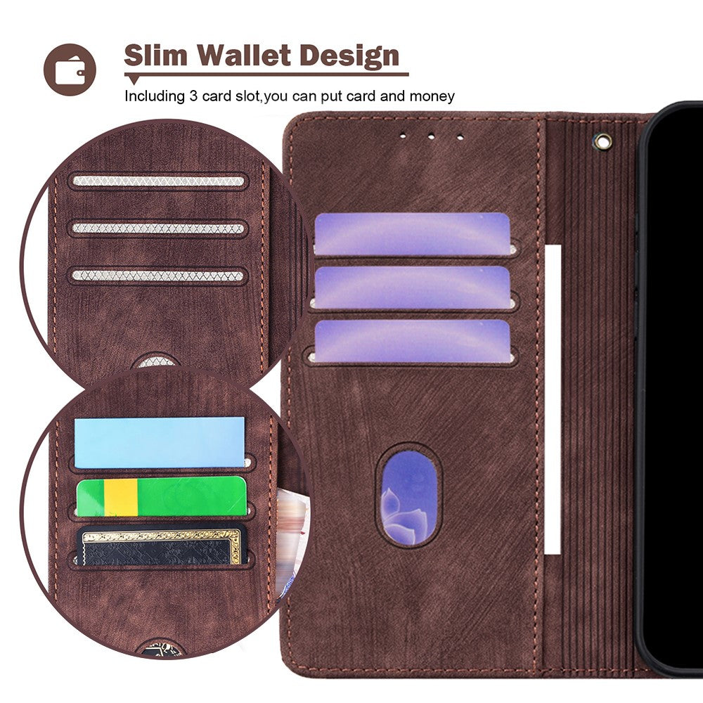 For Samsung Galaxy F06 5G Case RFID Blocking Color Splicing PU Leather Wallet Phone Cover - Brown