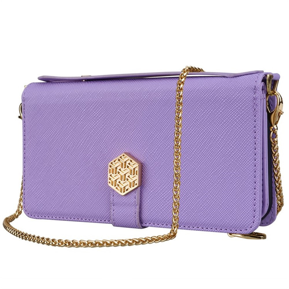 For Samsung Galaxy F06 5G Case Cross Texture PU Leather+TPU Wallet Phone Cover with Strap - Purple
