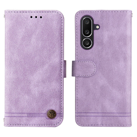 For Samsung Galaxy M56 5G Leather Wallet Cases Skin Touch Phone Cover Stand with Strap - Purple