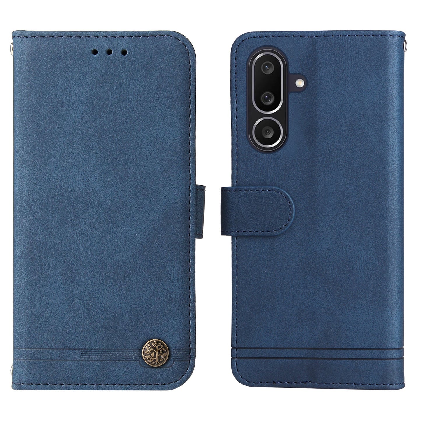 For Samsung Galaxy M56 5G Leather Wallet Cases Skin Touch Phone Cover Stand with Strap - Blue