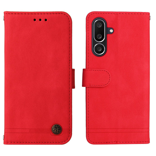 For Samsung Galaxy M56 5G Leather Wallet Cases Skin Touch Phone Cover Stand with Strap - Red