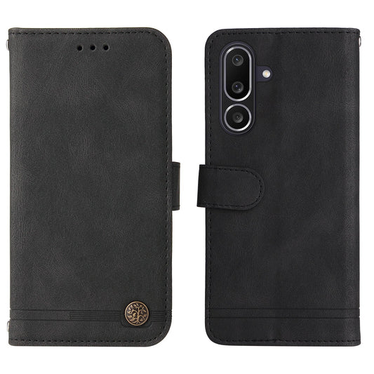 For Samsung Galaxy M56 5G Leather Wallet Cases Skin Touch Phone Cover Stand with Strap - Black