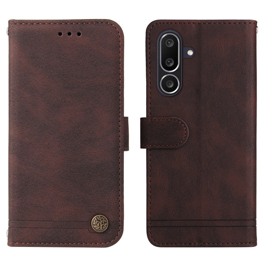 For Samsung Galaxy M56 5G Leather Wallet Cases Skin Touch Phone Cover Stand with Strap - Brown