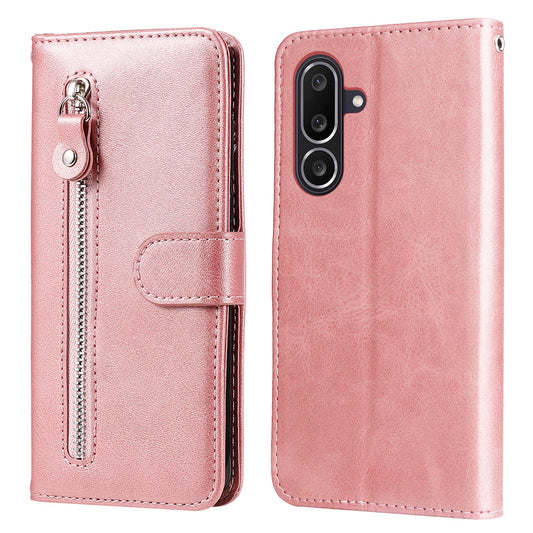 For Samsung Galaxy M56 5G PU Leather Cases with Zipper Pocket Wallet Phone Cover Stand - Pink
