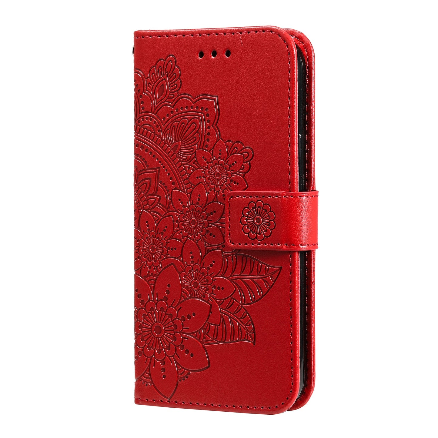 For Samsung Galaxy M56 5G Case Floral Pattern PU Leather Wallet Stand Phone Cover - Red
