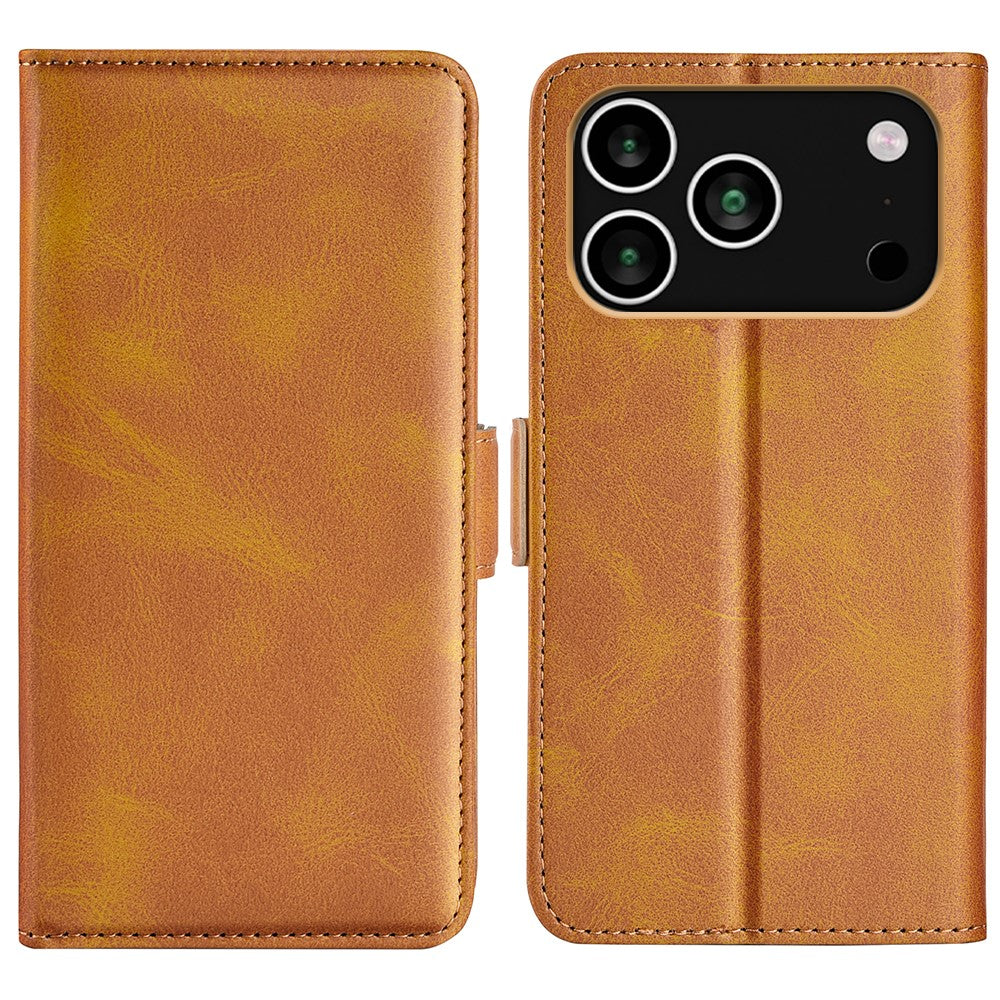 For iPhone 17 Pro Max Case Calf Texture Leather Wallet Phone Cover - Yellow