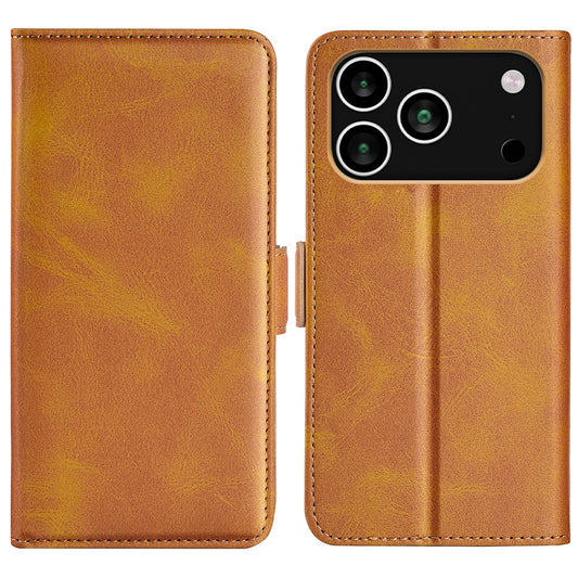 For iPhone 17 Pro Max Case Calf Texture Leather Wallet Phone Cover - Yellow