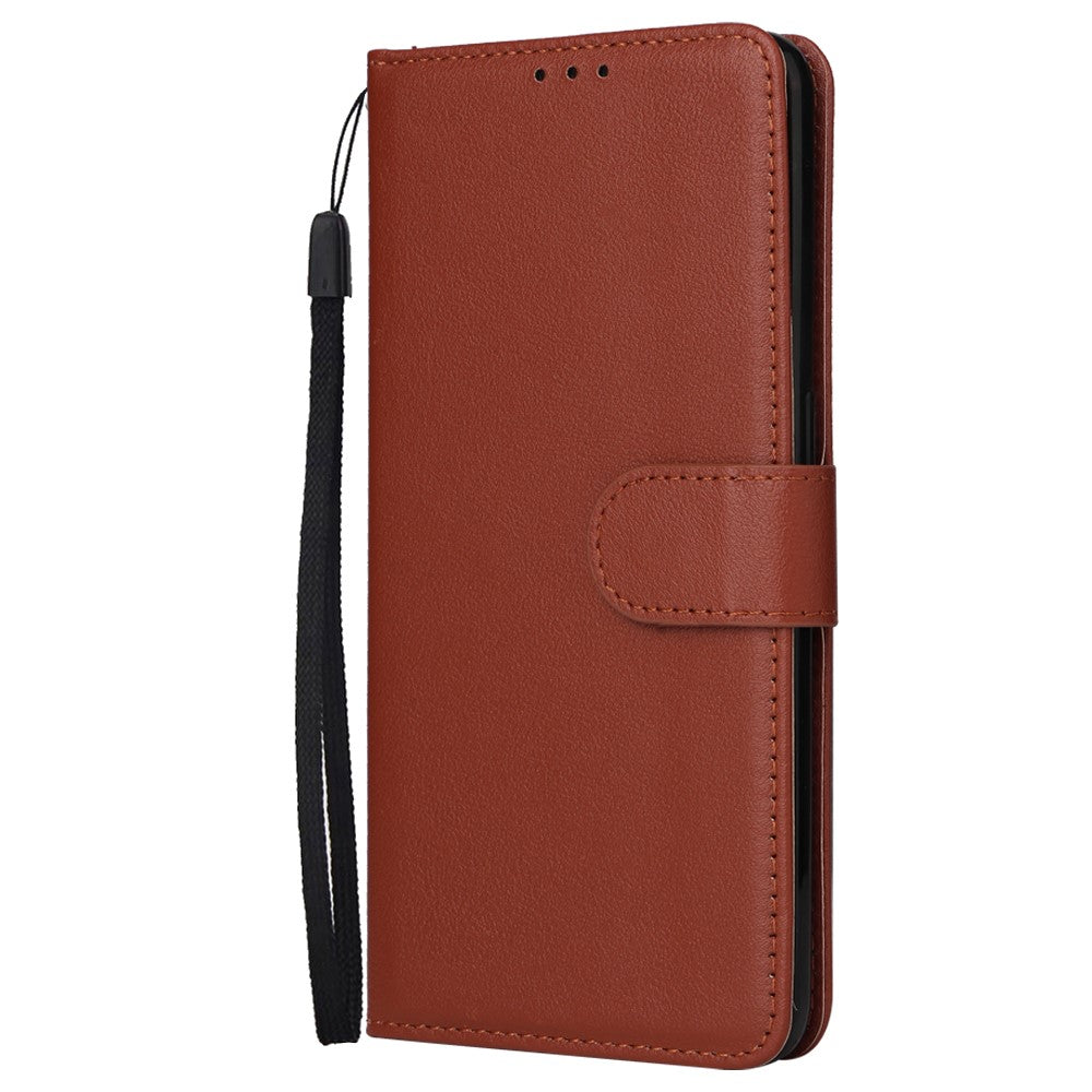 For Oppo Reno13 5G (Global) Case Wallet Stand View PU Leather Phone Cover with Wrist Strap - Brown