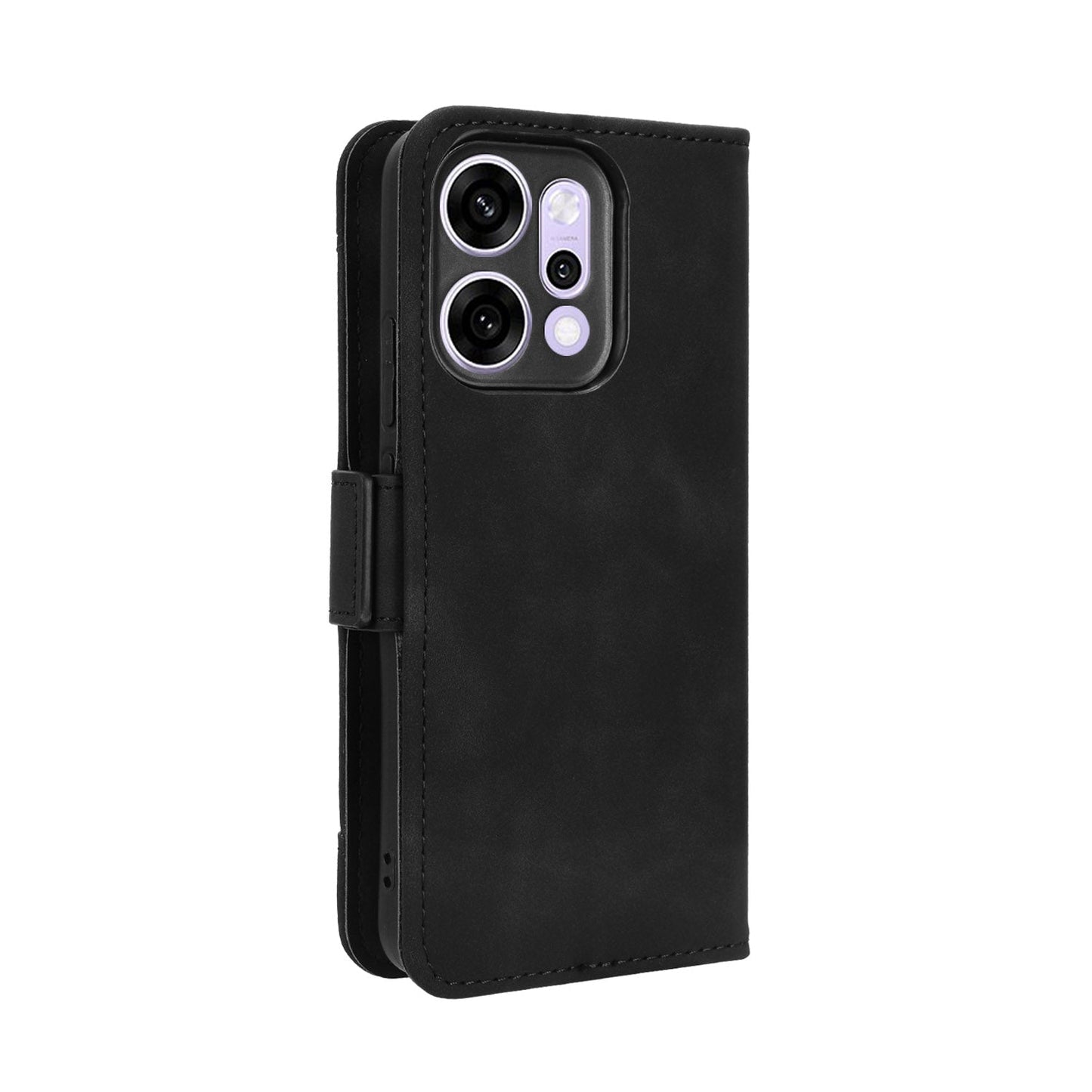 For Oppo Reno14 5G (Global) Leather Case Phone Wallet Cover with Multiple Card Slots - Black