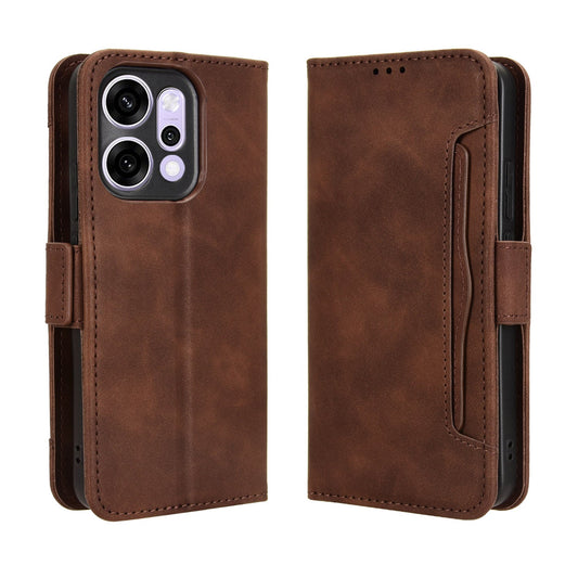 For Oppo Reno14 5G (Global) Leather Case Phone Wallet Cover with Multiple Card Slots - Brown