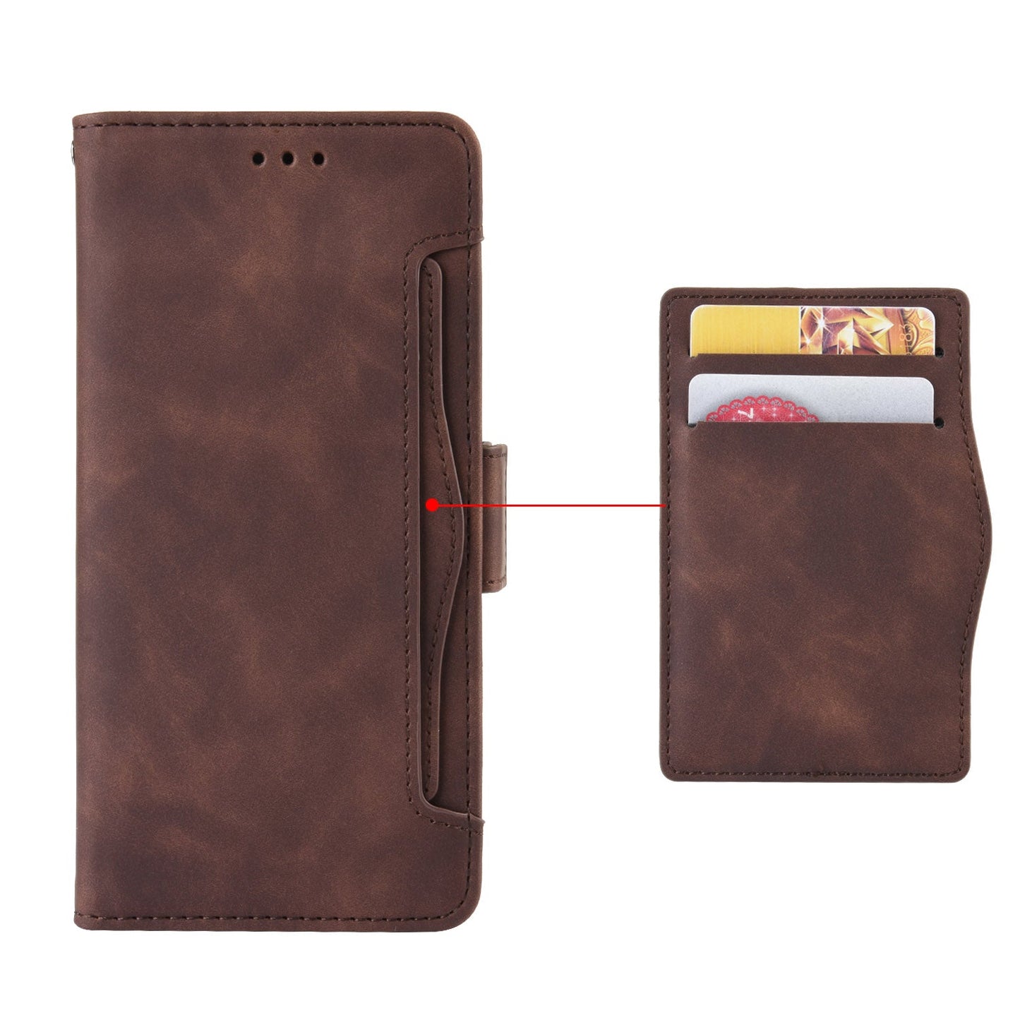 For Oppo Reno14 5G (Global) Leather Case Phone Wallet Cover with Multiple Card Slots - Brown