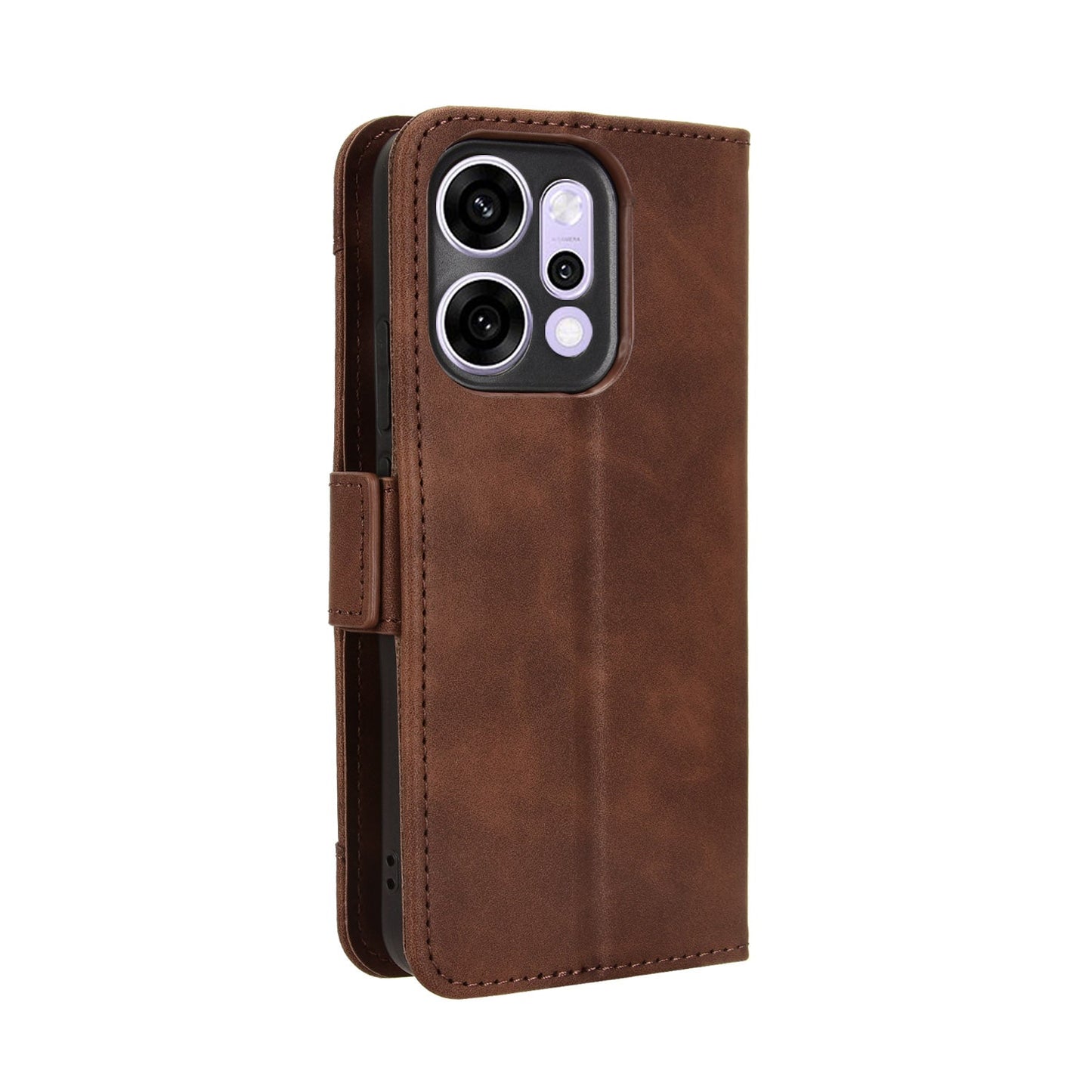 For Oppo Reno14 5G (Global) Leather Case Phone Wallet Cover with Multiple Card Slots - Brown
