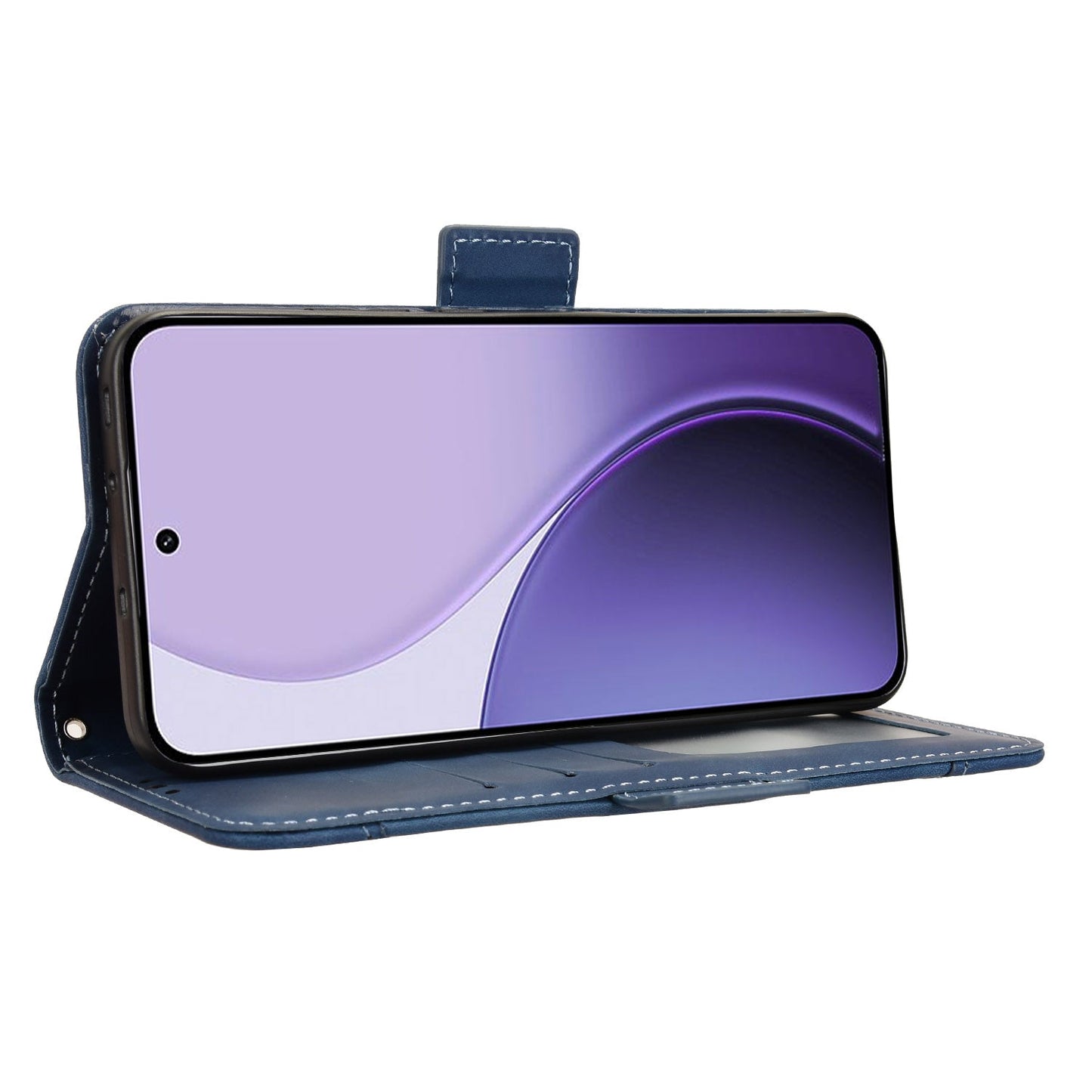 For Oppo Reno14 5G (Global) Leather Case Phone Wallet Cover with Multiple Card Slots - Blue