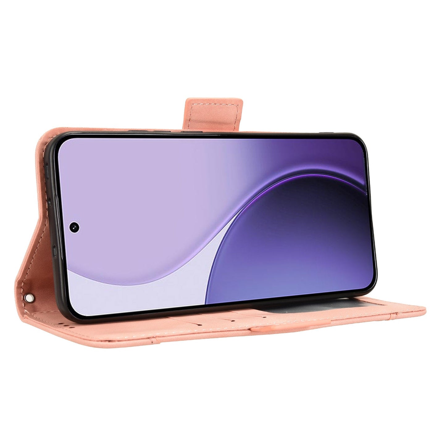 For Oppo Reno14 5G (Global) Leather Case Phone Wallet Cover with Multiple Card Slots - Pink