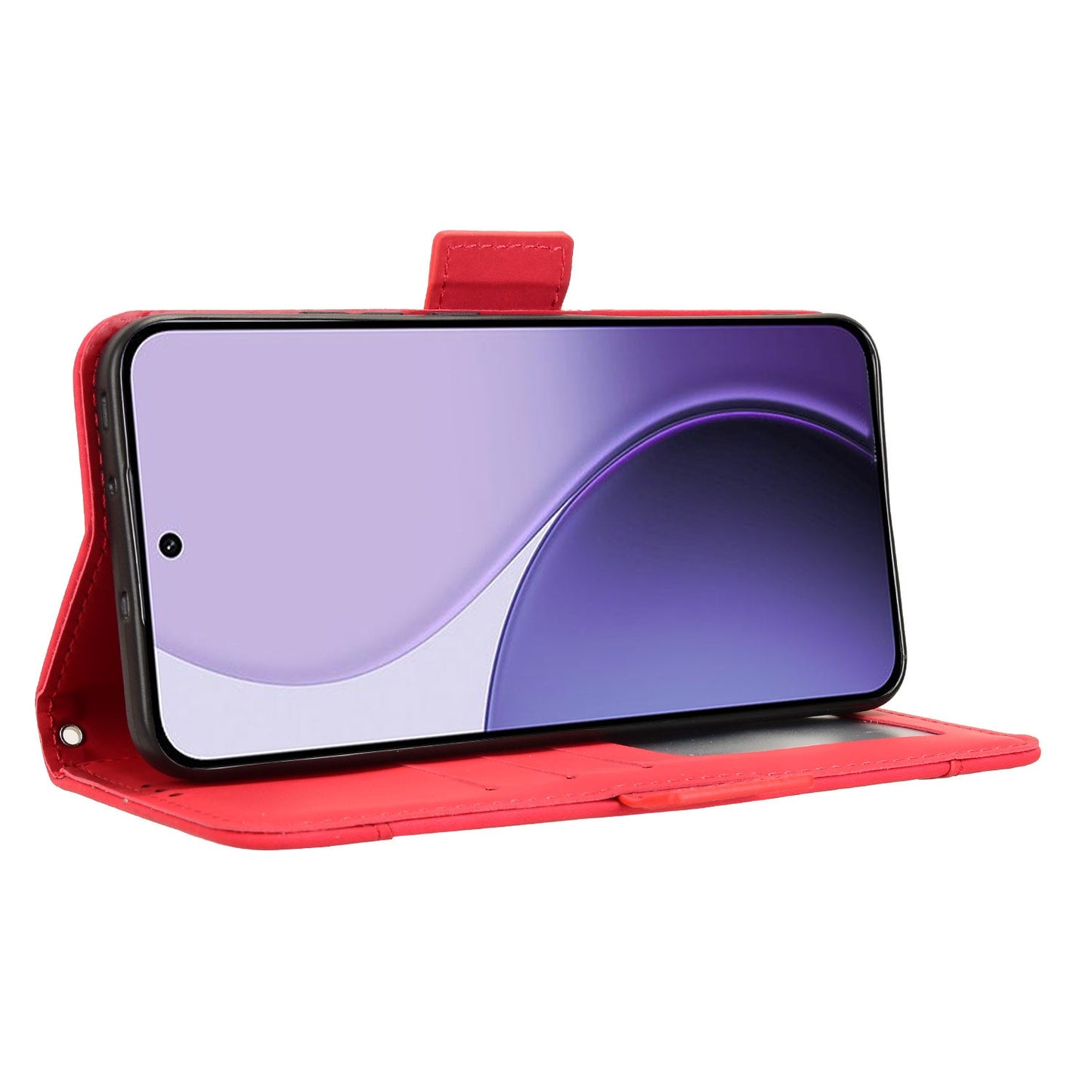 For Oppo Reno14 5G (Global) Leather Case Phone Wallet Cover with Multiple Card Slots - Red