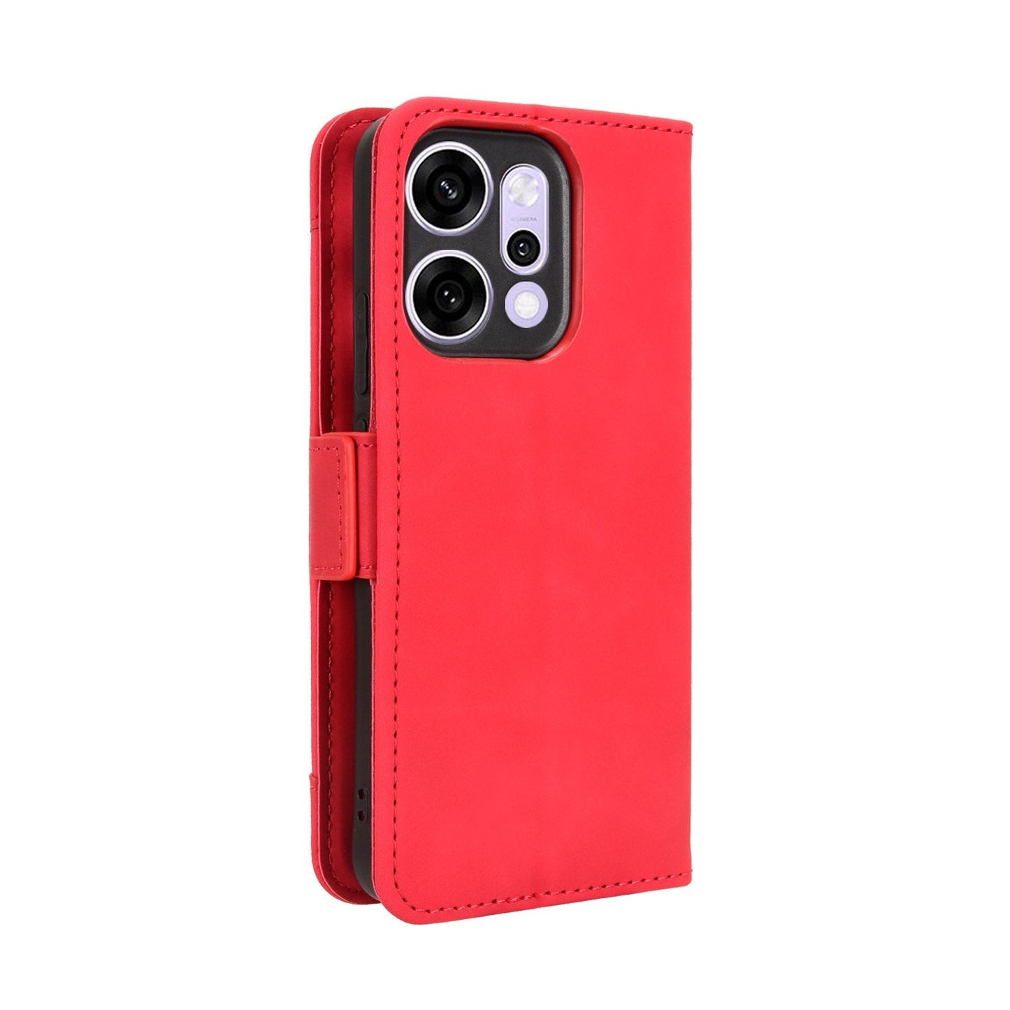 For Oppo Reno14 5G (Global) Leather Case Phone Wallet Cover with Multiple Card Slots - Red