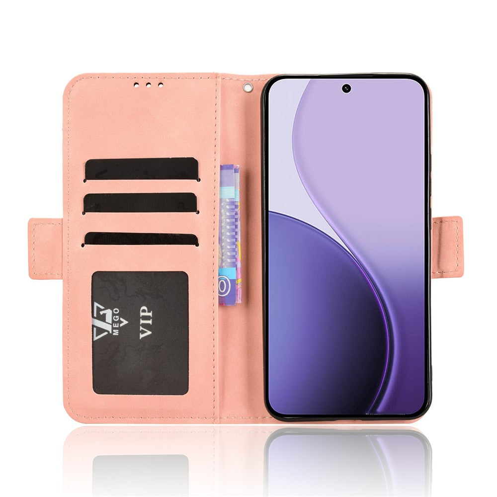For Oppo Reno14 Pro 5G (Global) Leather Case Phone Wallet Cover with Multiple Card Slots - Pink