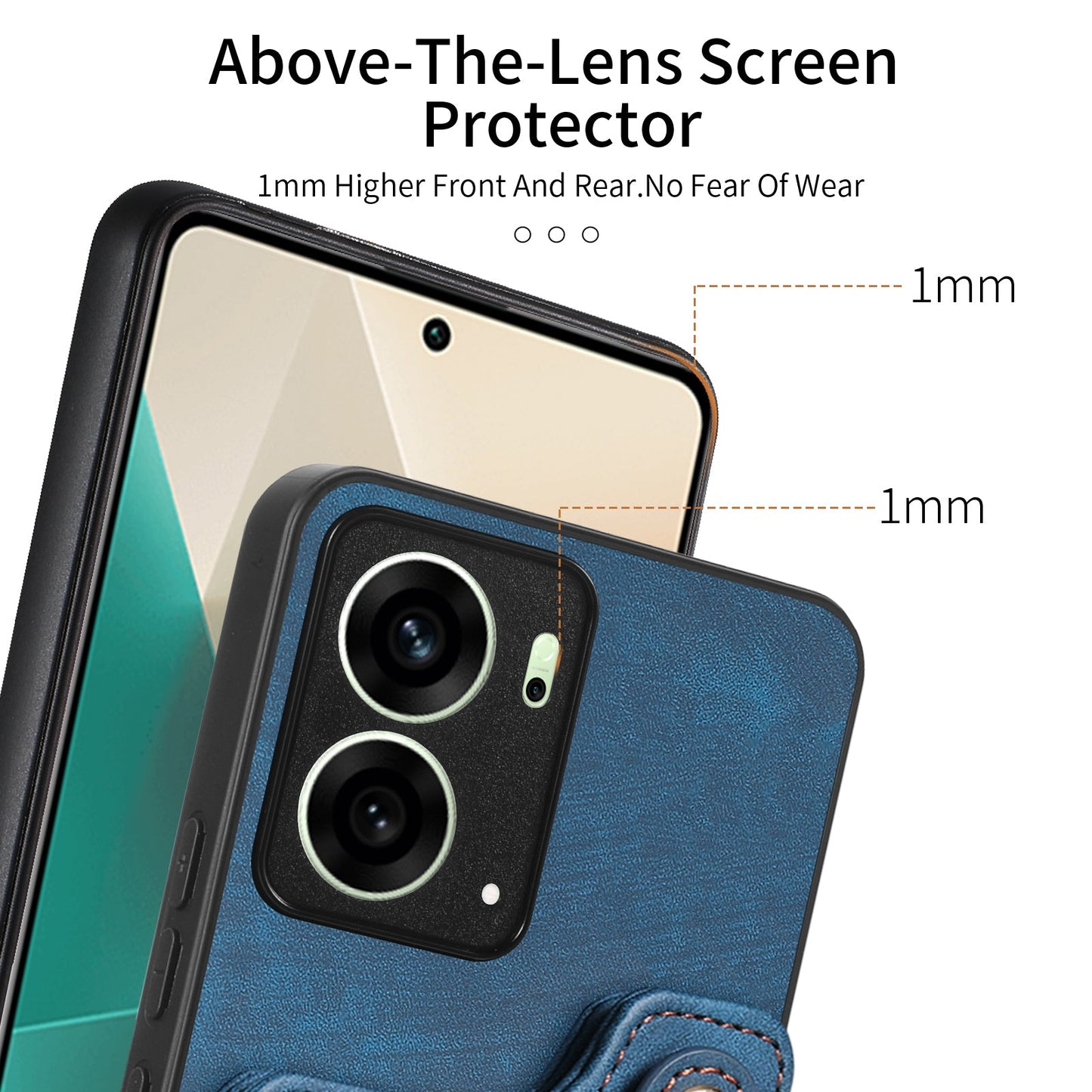 For Oppo Reno14 5G (Global) / Oppo Reno13 5G (Global) Retro PU Leather Back Cover with RFID Blocking Card Holder - Blue