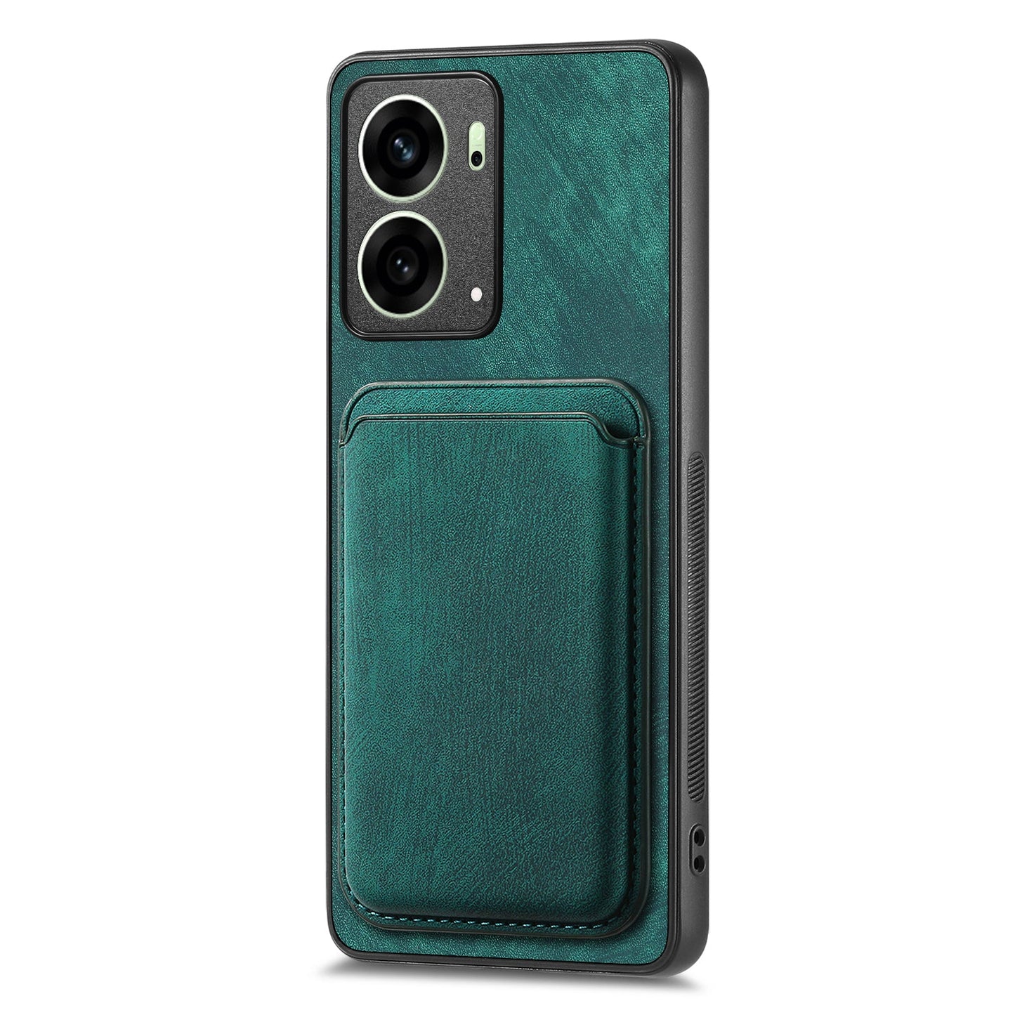 For Oppo Reno4 5G / Oppo Reno13 5G (Global) Case Compatible with MagSafe Leather Back Cover with Detachable Card Holder - Green