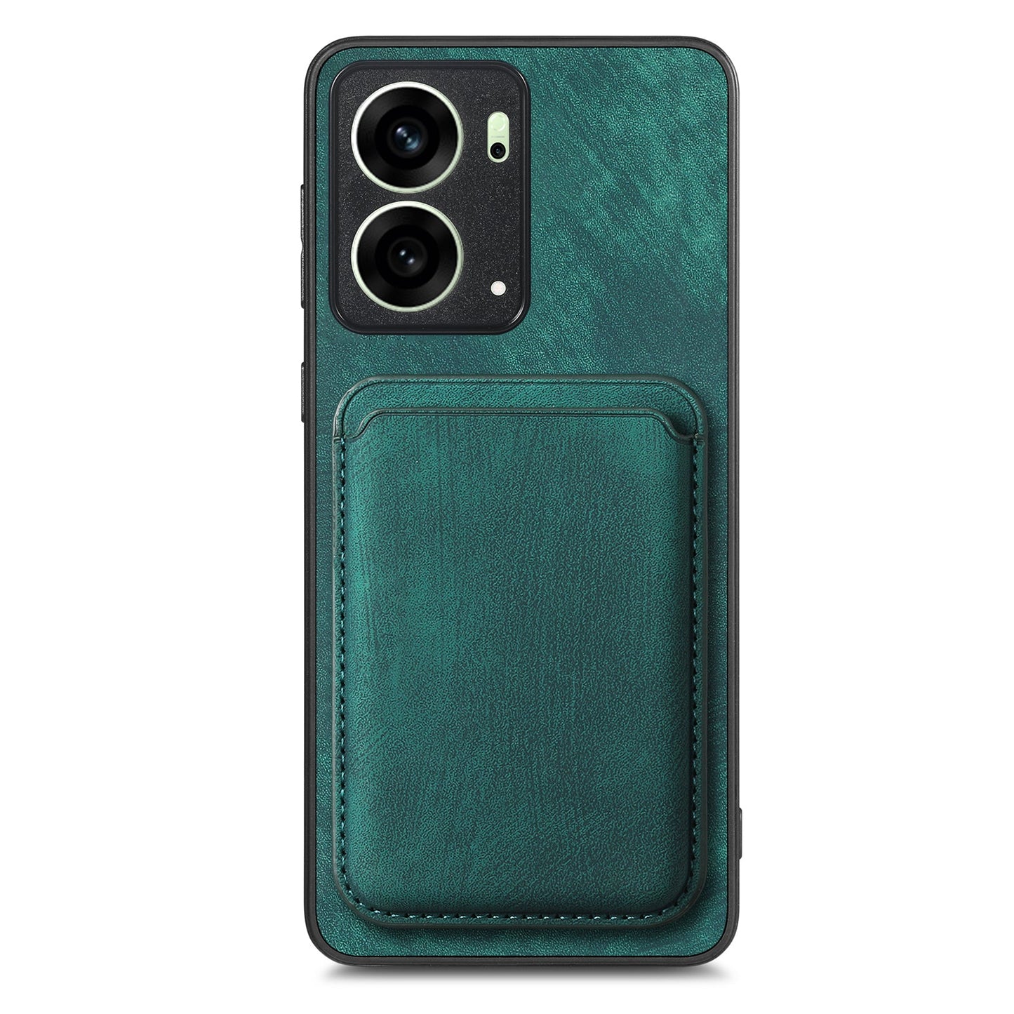 For Oppo Reno4 5G / Oppo Reno13 5G (Global) Case Compatible with MagSafe Leather Back Cover with Detachable Card Holder - Green