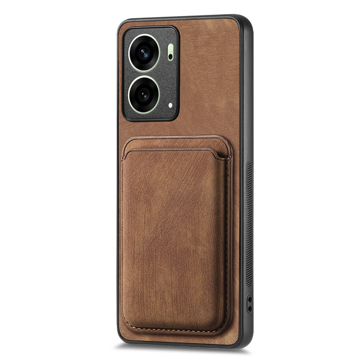 For Oppo Reno4 5G / Oppo Reno13 5G (Global) Case Compatible with MagSafe Leather Back Cover with Detachable Card Holder - Brown