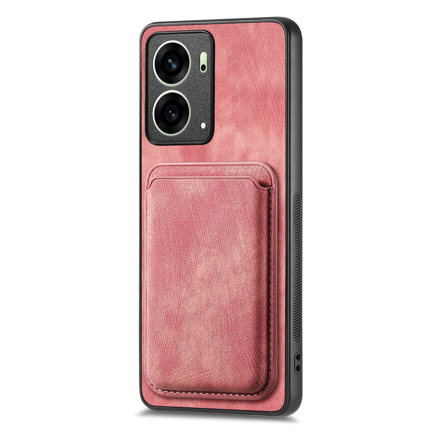 For Oppo Reno4 5G / Oppo Reno13 5G (Global) Case Compatible with MagSafe Leather Back Cover with Detachable Card Holder - Pink