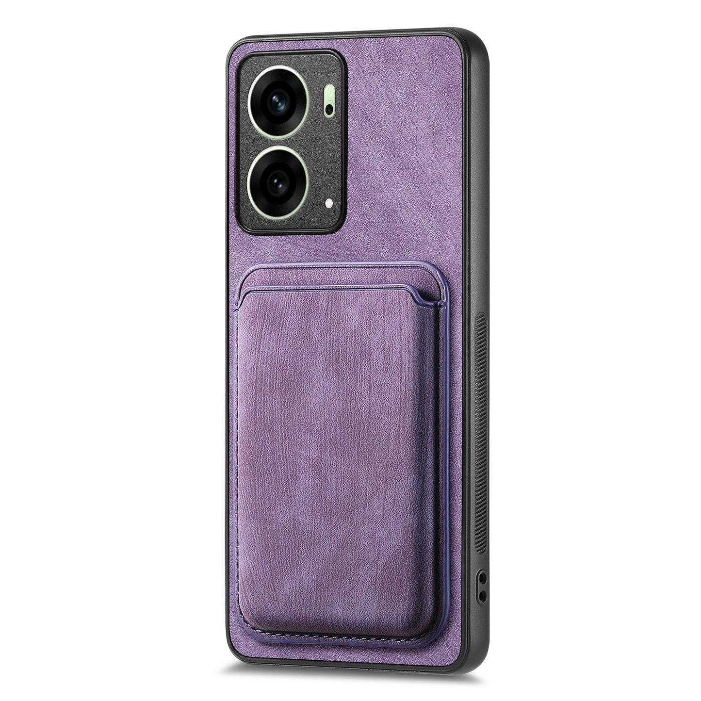 For Oppo Reno4 5G / Oppo Reno13 5G (Global) Case Compatible with MagSafe Leather Back Cover with Detachable Card Holder - Purple
