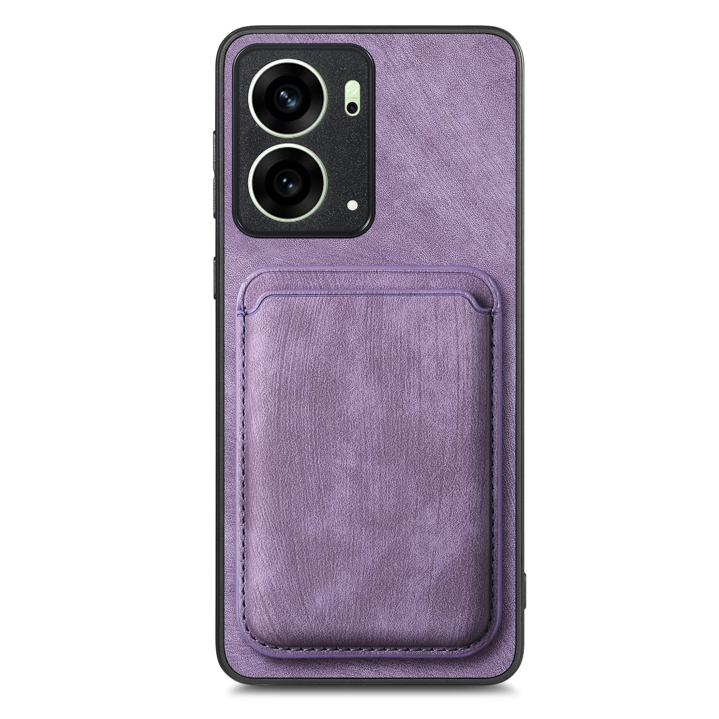 For Oppo Reno4 5G / Oppo Reno13 5G (Global) Case Compatible with MagSafe Leather Back Cover with Detachable Card Holder - Purple
