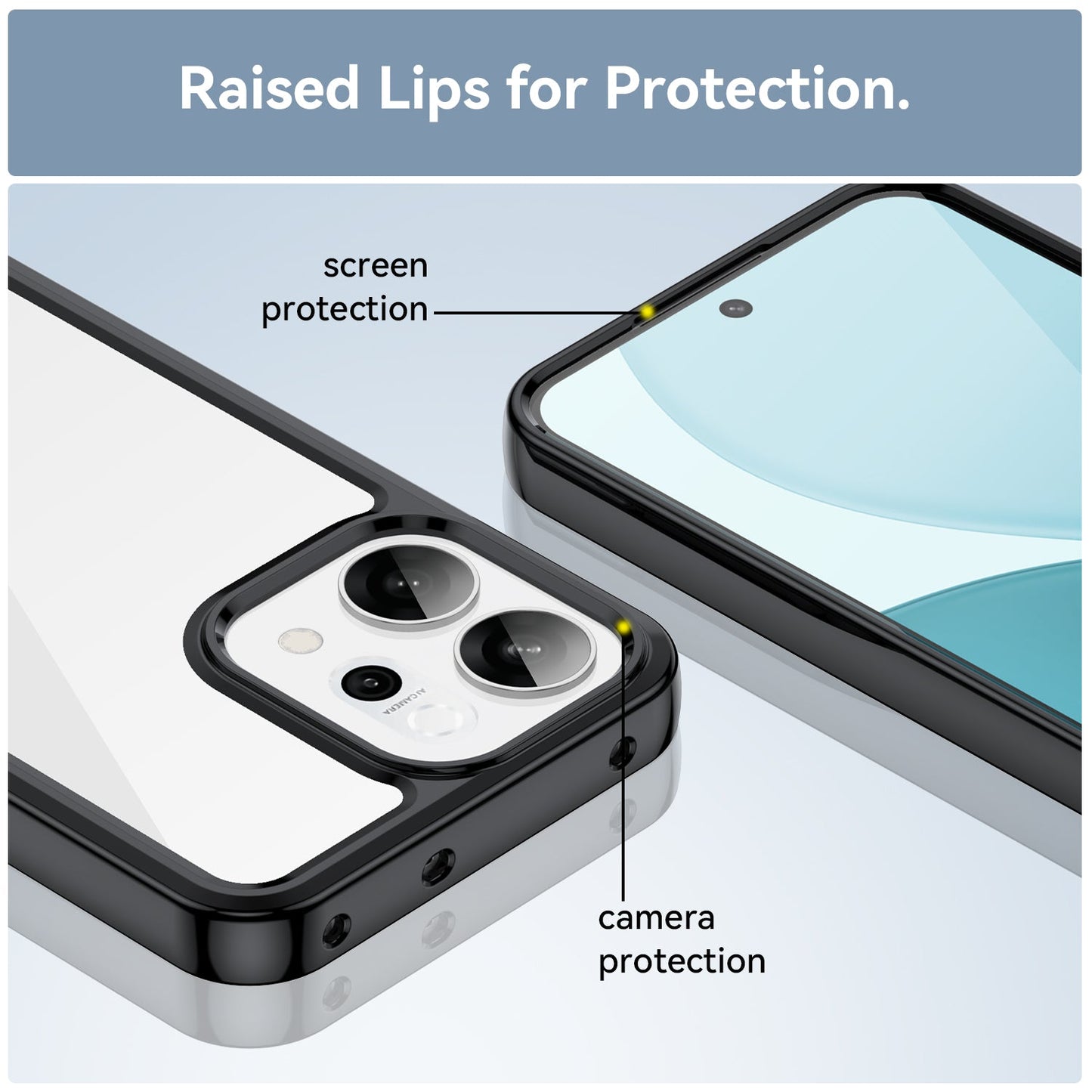 For Oppo Reno14 5G (Global) Phone Case WANLONFENG XC Series TPU Acrylic Cover with Tempered Glass (Big Lens Hole) - Black