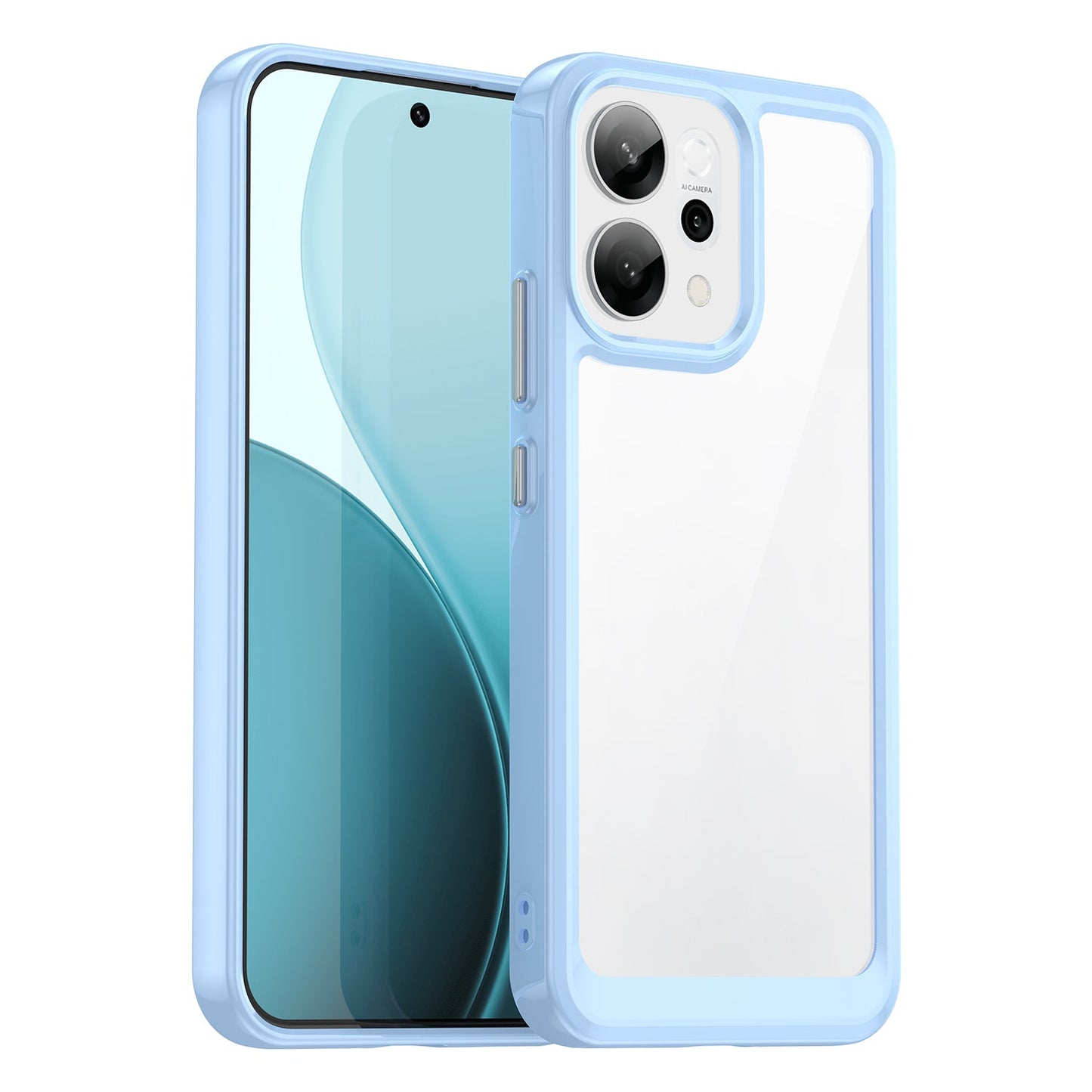 For Oppo Reno14 5G (Global) Phone Case WANLONFENG XC Series TPU Acrylic Cover with Tempered Glass (Big Lens Hole) - Blue