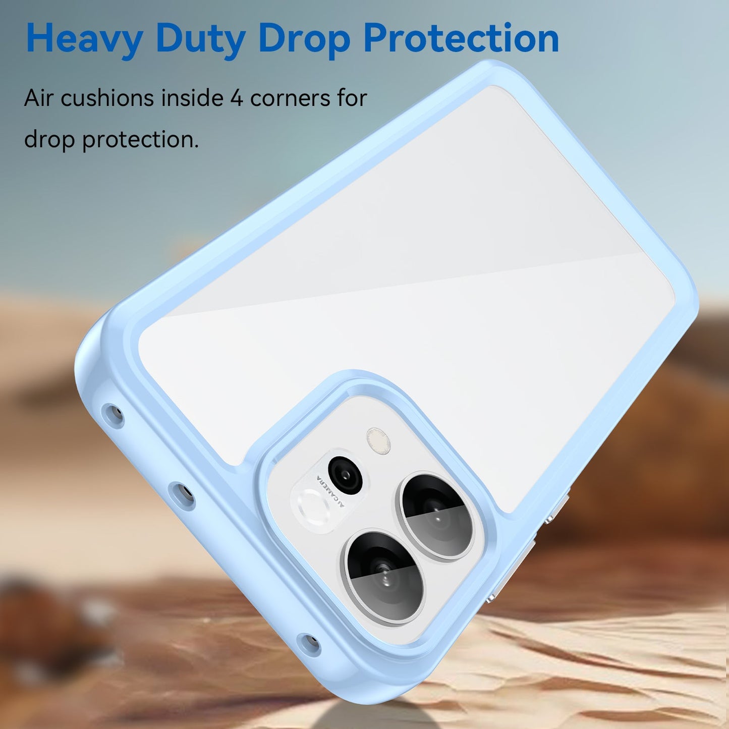 For Oppo Reno14 5G (Global) Phone Case WANLONFENG XC Series TPU Acrylic Cover with Tempered Glass (Big Lens Hole) - Blue