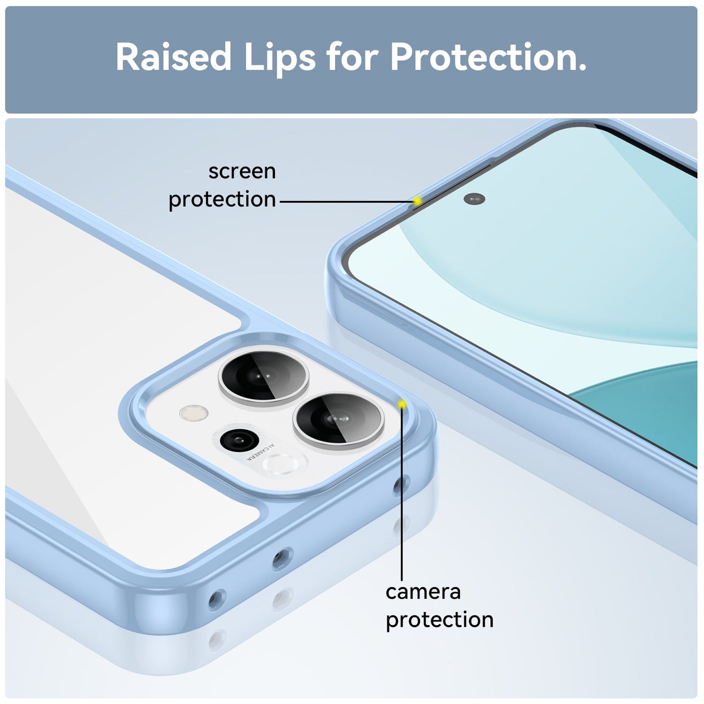 For Oppo Reno14 5G (Global) Phone Case WANLONFENG XC Series TPU Acrylic Cover with Tempered Glass (Big Lens Hole) - Blue