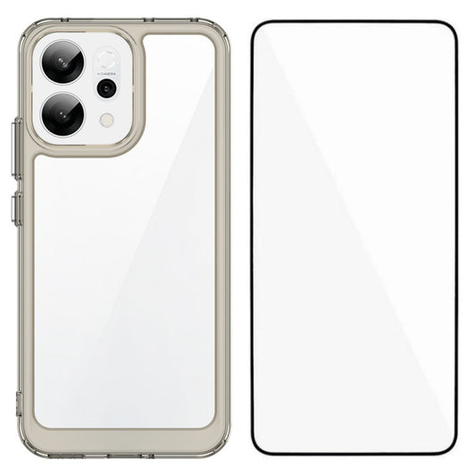 For Oppo Reno14 5G (Global) Phone Case WANLONFENG XC Series TPU Acrylic Cover with Tempered Glass (Big Lens Hole) - Transparent Grey