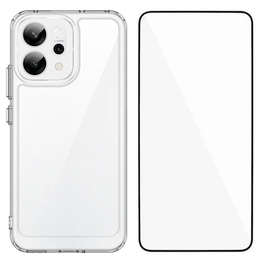 For Oppo Reno14 5G (Global) Case WANLONFENG MF Series TPU Acrylic Clear Phone Cover with Tempered Glass Film - Transparent