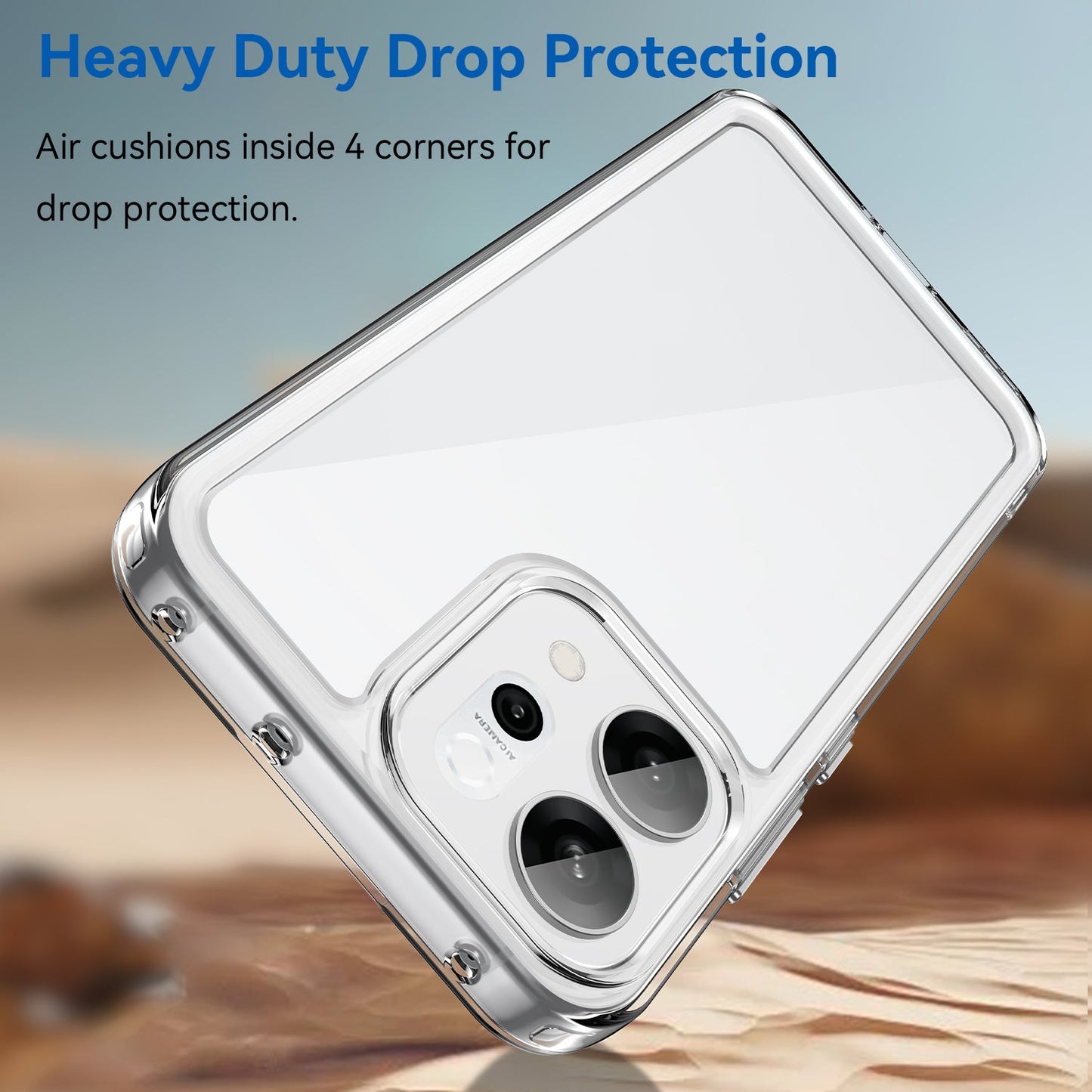 For Oppo Reno14 5G (Global) Case WANLONFENG MF Series TPU Acrylic Clear Phone Cover with Tempered Glass Film - Transparent