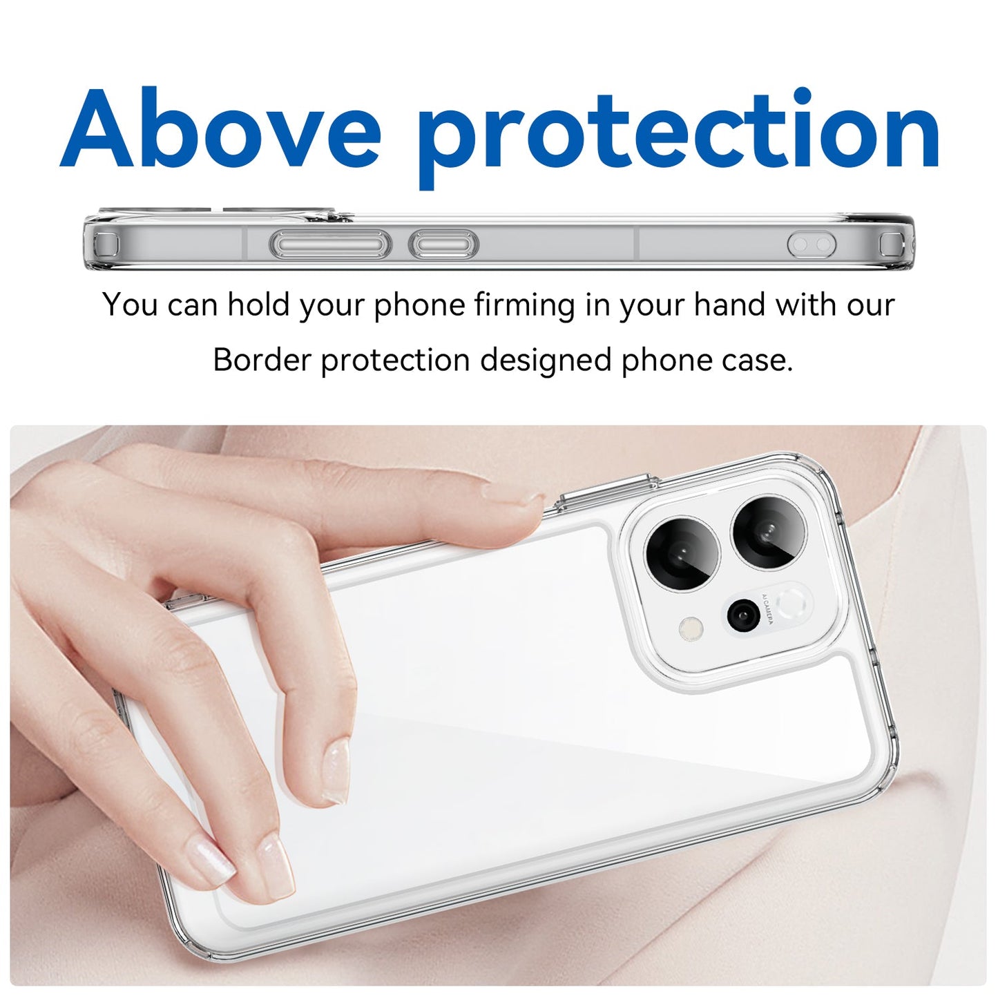 For Oppo Reno14 5G (Global) Case WANLONFENG MF Series TPU Acrylic Clear Phone Cover with Tempered Glass Film - Transparent
