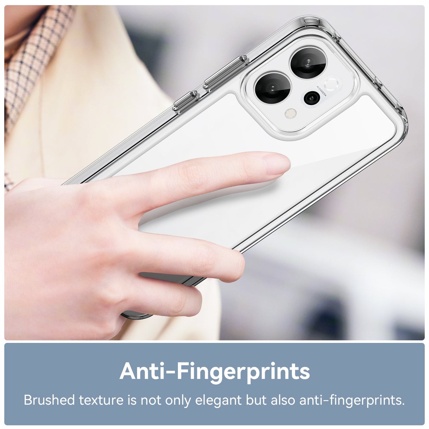 For Oppo Reno14 5G (Global) Case WANLONFENG MF Series TPU Acrylic Clear Phone Cover with Tempered Glass Film - Transparent