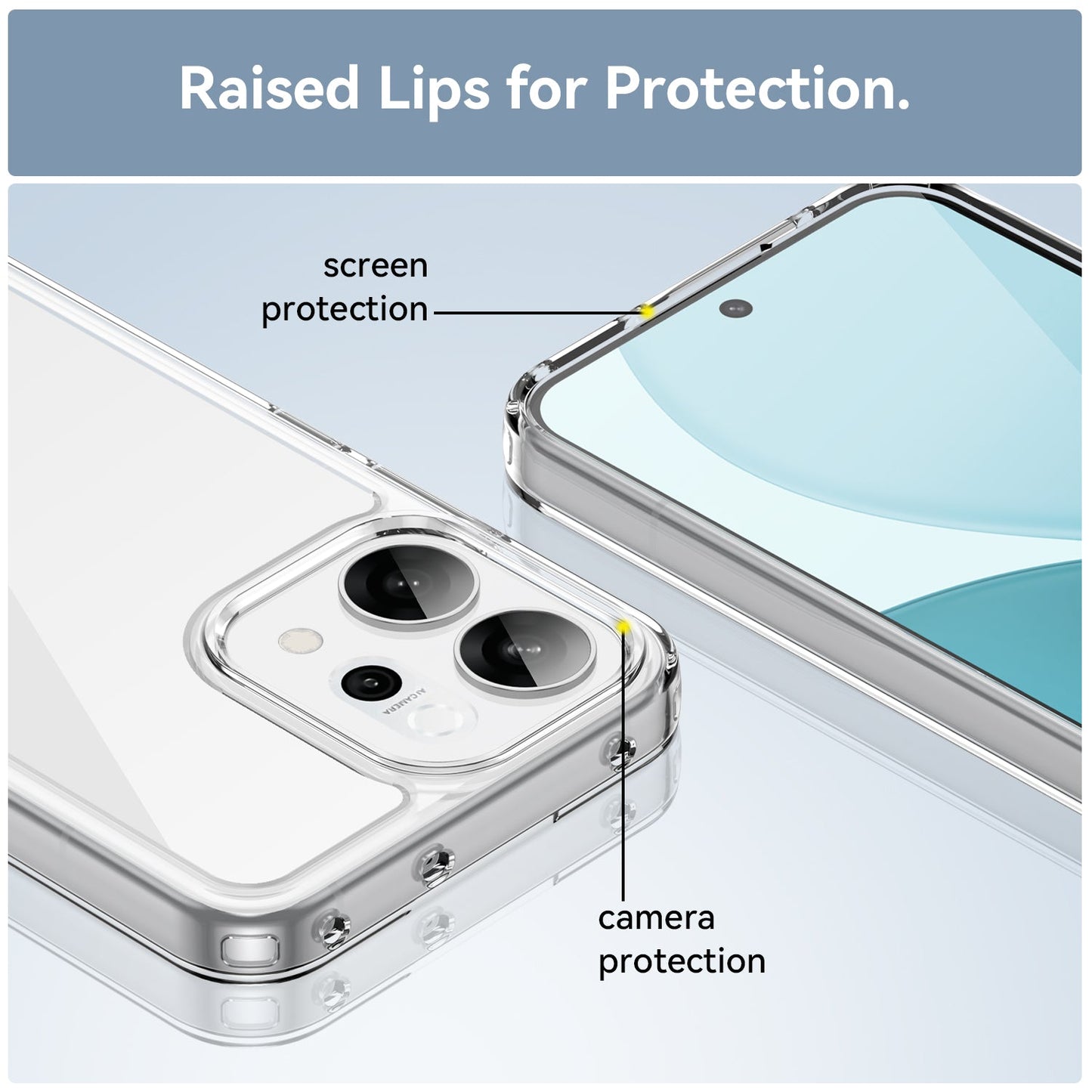For Oppo Reno14 5G (Global) Case WANLONFENG MF Series TPU Acrylic Clear Phone Cover with Tempered Glass Film - Transparent
