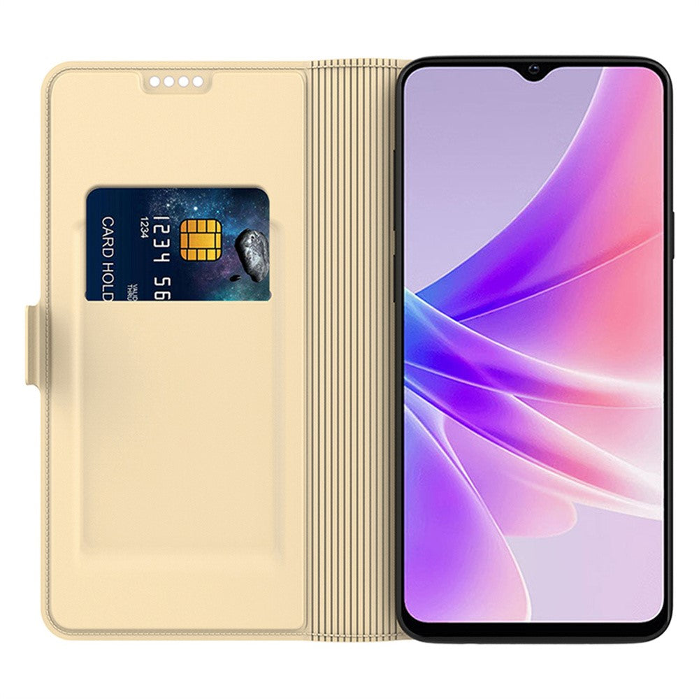For Oppo Reno14 5G (Global) Case Shockproof TPU Inner Shell Leather Phone Cover Card Slot - Gold